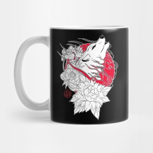 Japanese wolf, iris and peony Mug